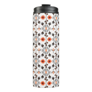 Garrafa Térmica Bohemian striped floral: vinheta desenhada à mão.