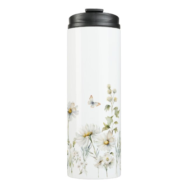 Garrafa Térmica Boho Casa de Campo com Flores Silvestres  (Frente)
