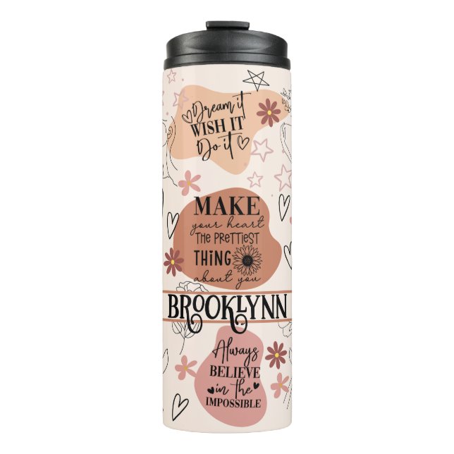 Garrafa Térmica Boho de Abstrato de Autoamor de Afirmação (Frente)