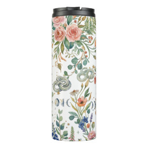 Garrafa Térmica Boho Floral Celestial Lua & Cobras Botânico
