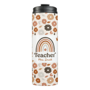 Garrafa Térmica Boho Floral Modern Rainbow Teacher Apple