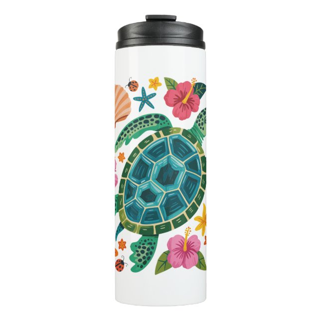 Garrafa Térmica Boho Floral Sea Turtle (Frente)
