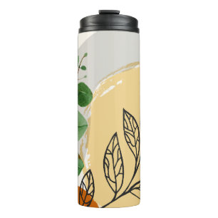 Garrafa Térmica Boho Verde Botânico Laranja