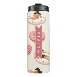 Garrafa Térmica Boia de Piscina Rosa Personalizada Estética de Ver