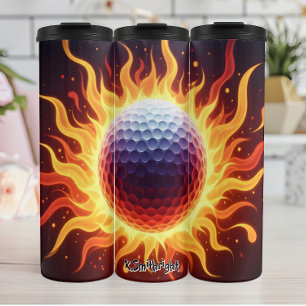 Garrafa Térmica Bola de Golfe de Fiery em Chamas