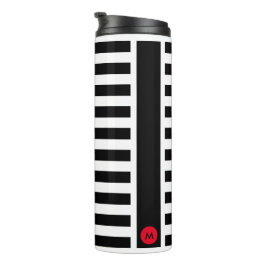 Garrafa Térmica Bold Black White Stripes com pequeno monograma ver