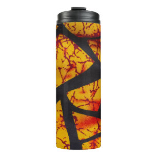 Garrafa Térmica Bold Geometric African Wax Print Fabric - Gold, Re