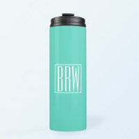 Bold Modern 3 Iniciais Monograma | Branco Em Aqua