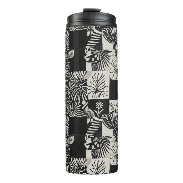 Garrafa Térmica Bold Tropical Monochrome Floral Pattern (Frente)