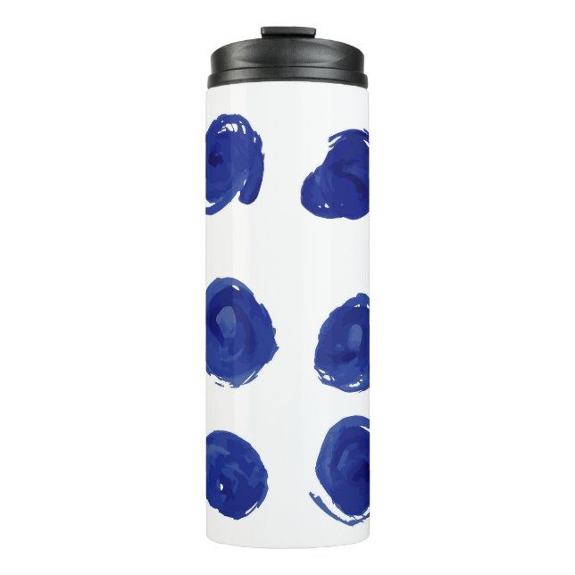 Garrafa Térmica Bolinha, aquarela azul índigo. (Frente)