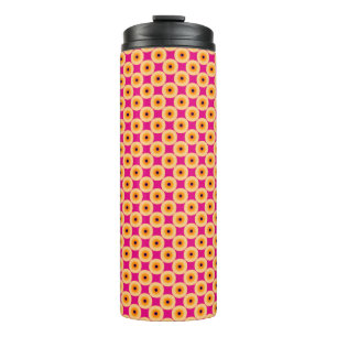 Garrafa Térmica Bolinhas amarela e rosa-quente na moda