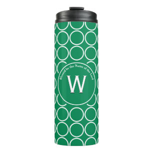 Garrafa Térmica BOLINHAS Geométrica Personalizada Monograma Verde
