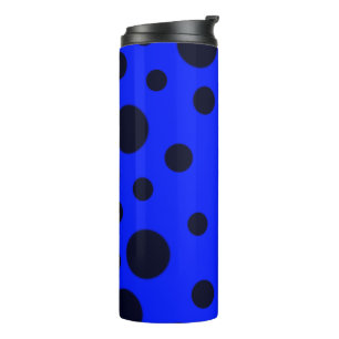 Garrafa Térmica Bolinhas Negra Simples Moderna com Padrão Azul