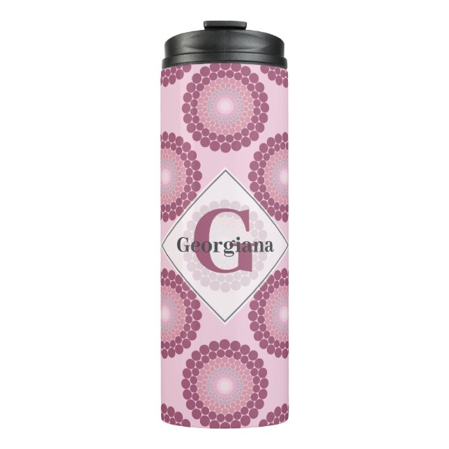 Garrafa Térmica Bolinhas Radiante Dusky Personalizado Rosa Mandala (Frente)