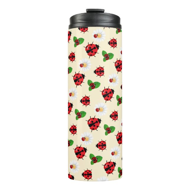 Garrafa Térmica Bolinhas vermelha-branca Ladybug Daisy verão (Frente)