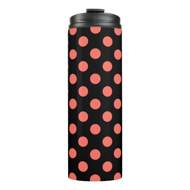 Garrafa Térmica Bolinhas vivas de corais em preto (Frente)