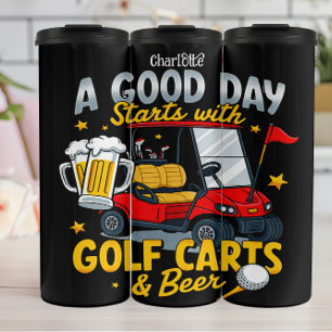 Garrafa Térmica Bom Dia: Carrinhos De Golfe, Cerveja, Diversão