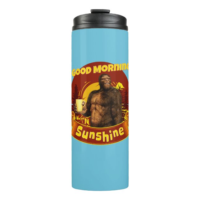 Garrafa Térmica Bom Dia Sol Bigfoot Café Humor Arte (Frente)