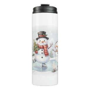 Garrafa Térmica Boneco de Neve de Patinação no Gelo