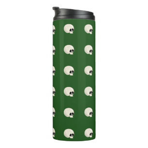Garrafa Térmica Bonita Halloween de Kawaii Bolinhas de crânio verd