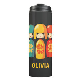Garrafa Térmica Bonitas bonecas Kokeshi japonesas
