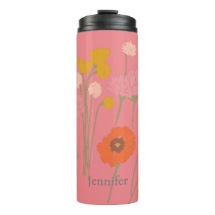 Garrafa Térmica Bonito Floral Moderno com Nome Personalizado