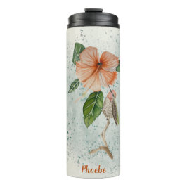 Garrafa Térmica Bonito Hibiscus e Tumbler Térmico de Aves Cutas