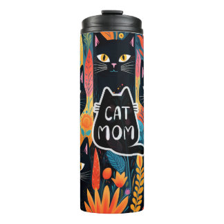 Garrafa Térmica Bonito Mãe De Gato Com Flores
