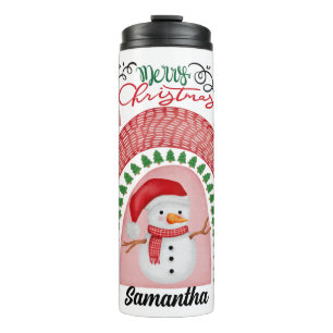 Garrafa Térmica Bonito Personalizado Feliz Homem de Neve de Natal