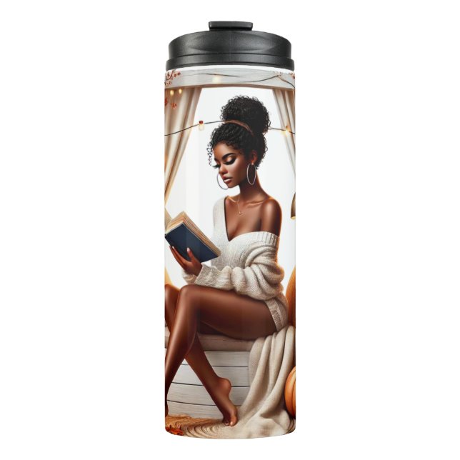 GARRAFA TÉRMICA  BONITO QUEDA TEMADA DE MULHER AFRICANA AMERICANA L (Frente)