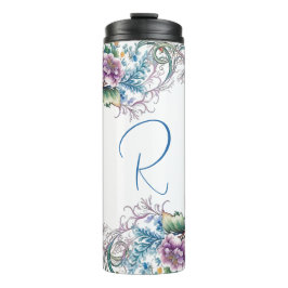 Garrafa Térmica Bonito Tumbler Térmico Monograma Floral