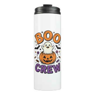 Garrafa Térmica Boo Crew Desenho de Camisa de Halloween de Abóbora