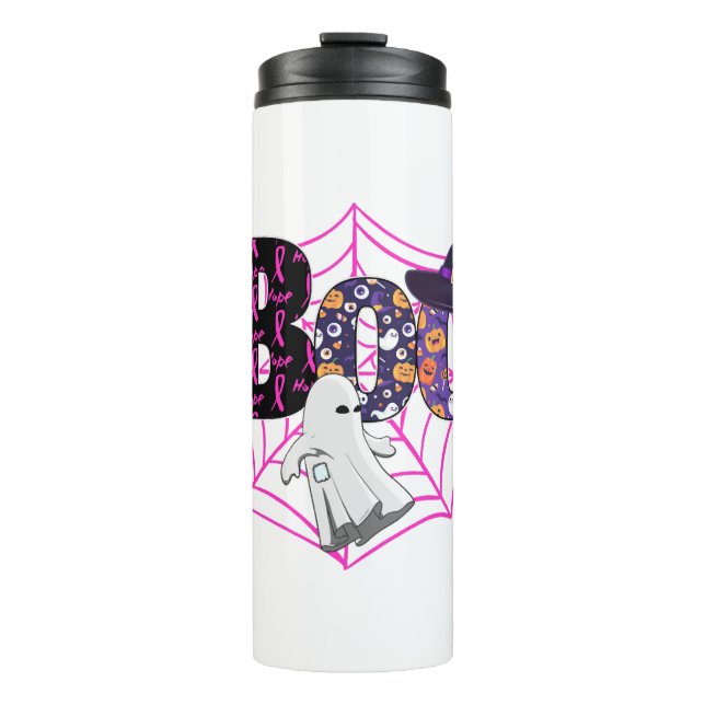 Garrafa Térmica Boo Halloween Outubro Rosa (Frente)