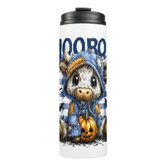 Garrafa Térmica Boo Halloween Spooky Highland Cow (Frente)