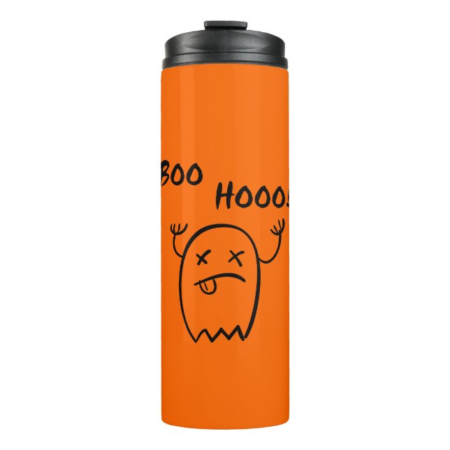 Garrafa Térmica Boo Hooo Fantasma de Halloween Monocromático (Frente)