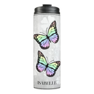 Garrafa Térmica Borboleta-Arco-Íris Floral Personalizado