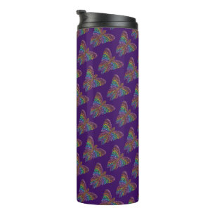 Garrafa Térmica Borboleta Arco-íris (roxa) - Tumbler Térmico