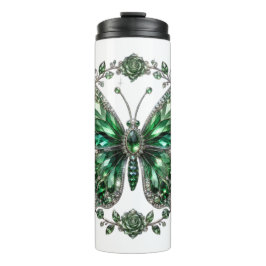 Garrafa Térmica Borboleta de Cristal Verde | Moldura Floral
