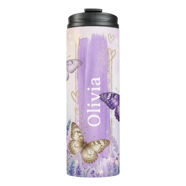 Garrafa Térmica Borboleta de Lavanda Personalizada Térmica 475ml (Frente)