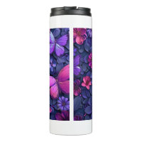 Borboleta e caneca de flores de captura ocular 3D