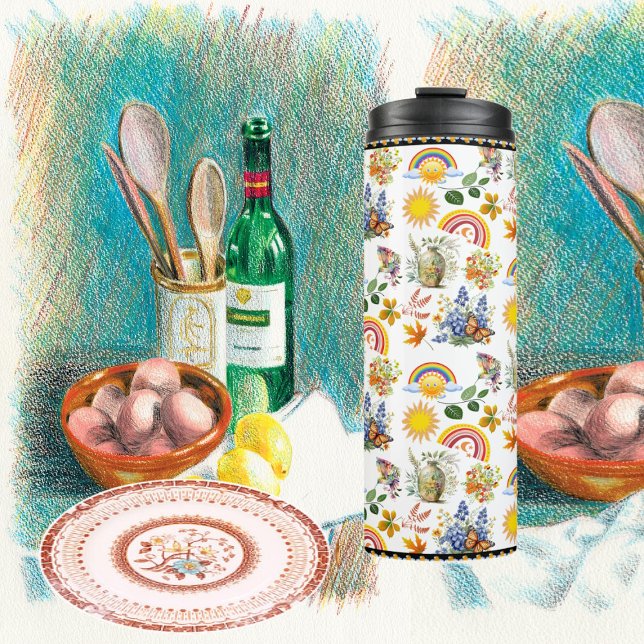 Garrafa Térmica Borboleta primavera Garden Rainbow Sunshine Greene (Spring Garden Butterfly Rainbow Sunshine Greenery Thermal Tumbler)