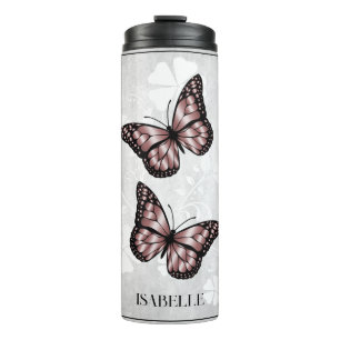 Garrafa Térmica Borboleta Rosa Floral Personalizada