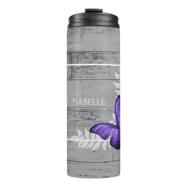 Garrafa Térmica Borboleta Roxa Personalizada (Frente)
