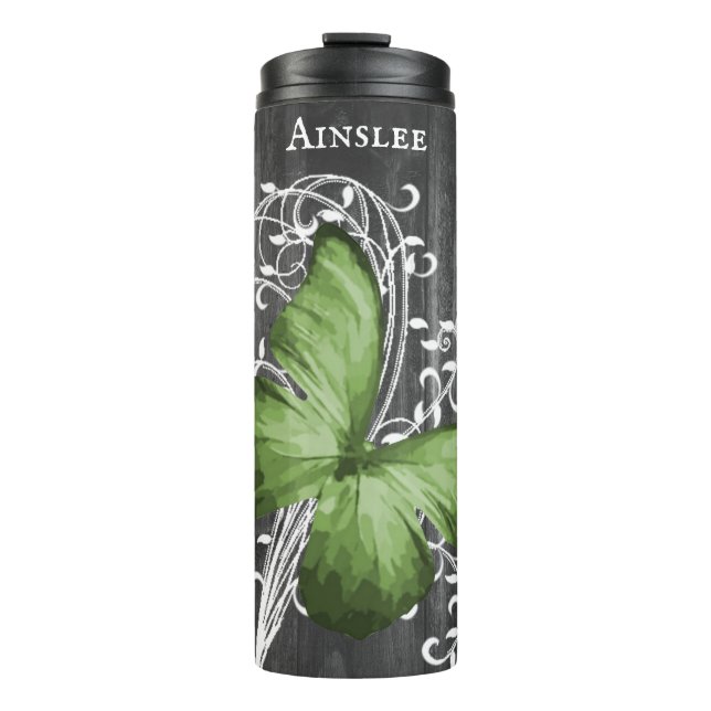 Garrafa Térmica Borboleta Russa Verde Personalizada (Frente)