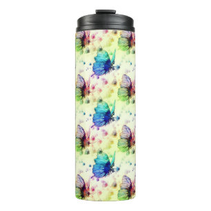 Garrafa Térmica Borboletas Aquarela Tumbler Térmico
