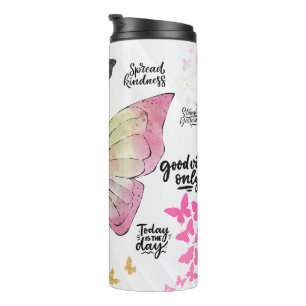 Garrafa Térmica Borboletas de Cotação de Afirmação Positiva Floral