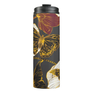 Garrafa Térmica Borboletas e flores: padrão de Primavera Boho