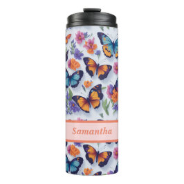 Garrafa Térmica Borboletas e Flores para Meninas e Mulheres