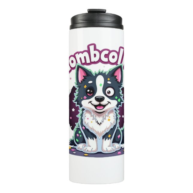 Garrafa Térmica Borda Collie BC Zombie Dog Halloween Essencial T- (Frente)