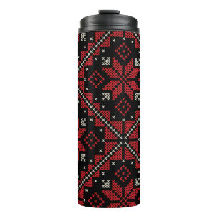 Garrafa Térmica Bordado da Palestina Tatreez Pattern12 vermelho-do